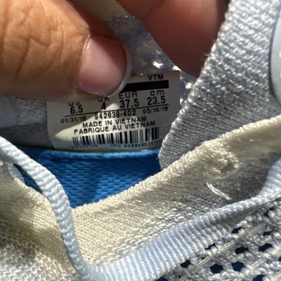 Nike Womens Free Flyknit Running Shoe Size 6.5 Hydrogen Blue Knit Sneaker 2018 - Picture 9 of 10